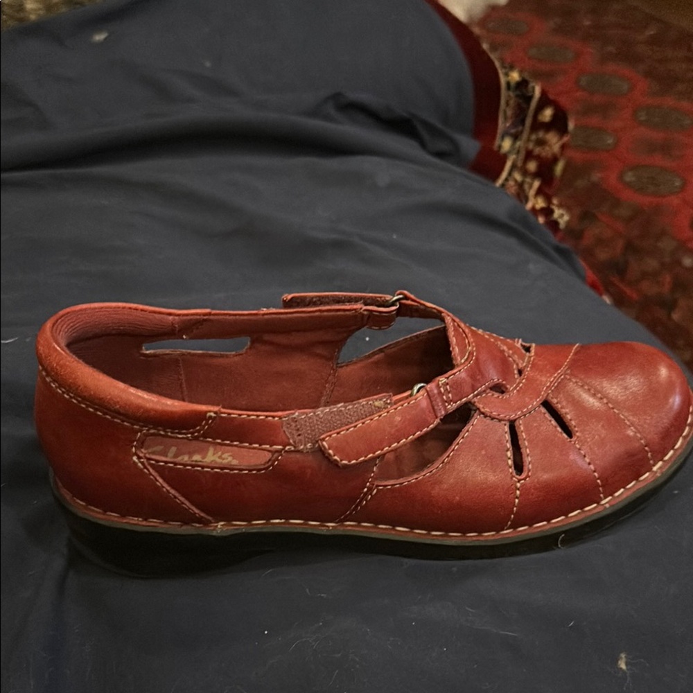 Clarks Women's Red Leather Shoes